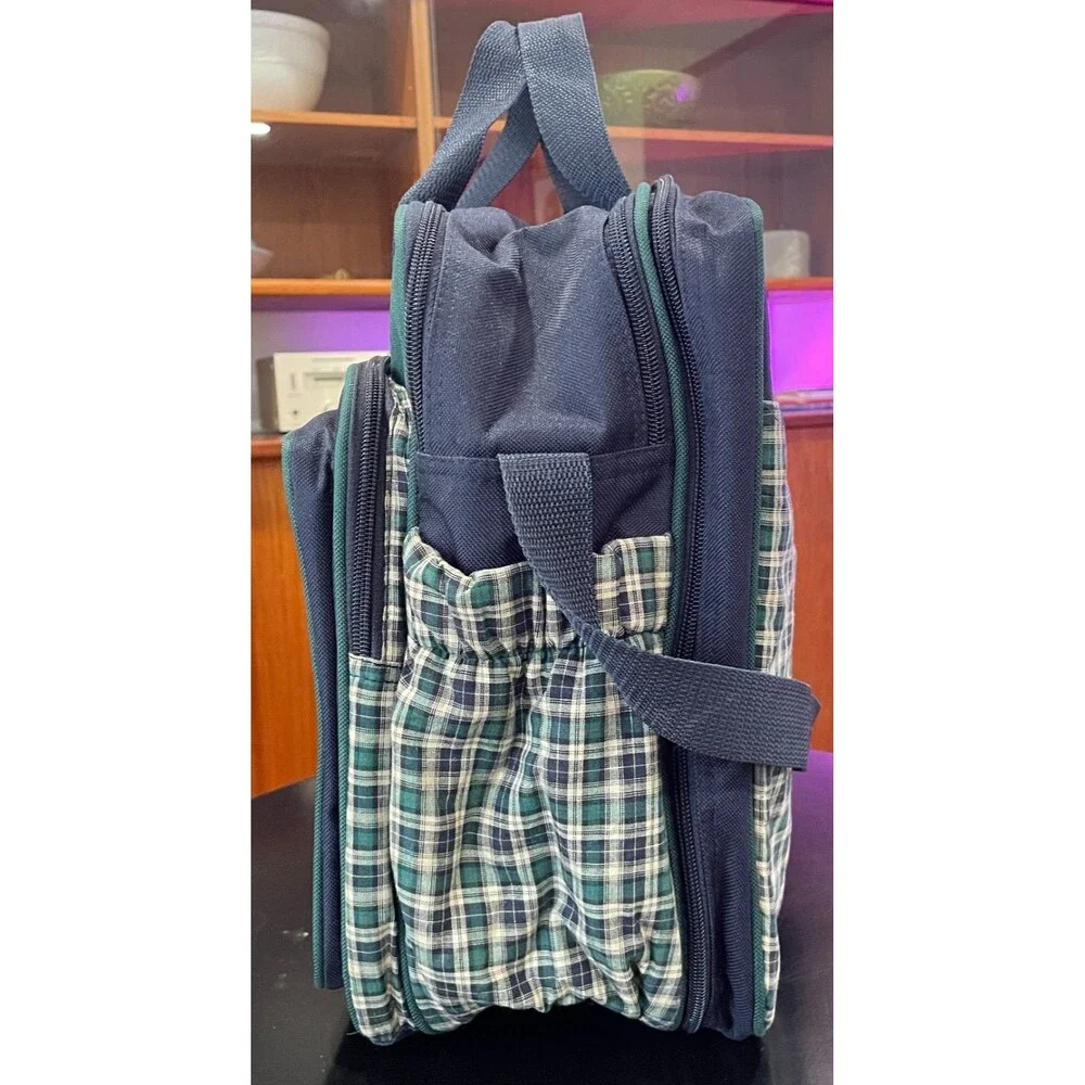 Vintage Baby Connection Plaid Diaper Bag Preppy Equestrian Travel Changing Pad